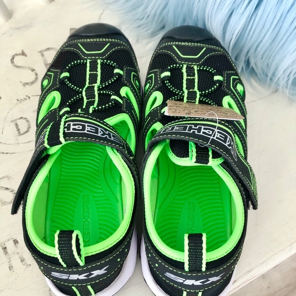 Skechers, Solar Quest, Fishermans Sandals, Black, Green, Kids, Size 3, NEW - Picture 6 of 14